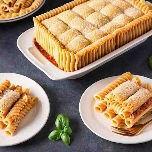 Запеченный торт из макарон Ригатони